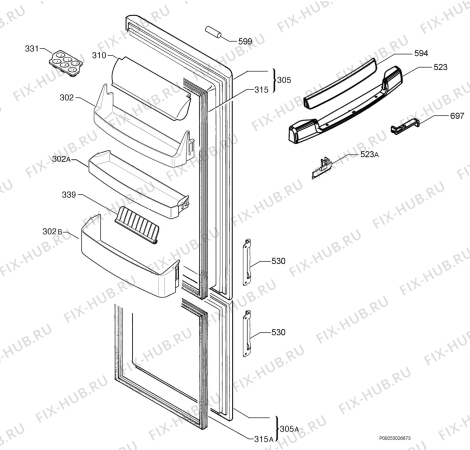 Взрыв-схема холодильника Electrolux ERB352X - Схема узла Door 003